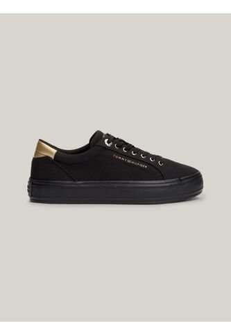 Tenis Negro De Lona Con Talón Metalizado Tommy Hilfiger Tommy Hilfiger