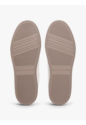 Tenis Beige De Cuero Con Mezcla De Texturas Tommy Hilfiger