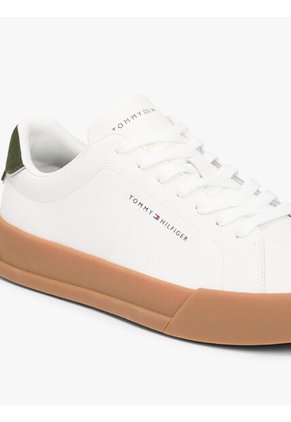 Tenis Beige De Tenis En Cuero Tommy Hilfiger