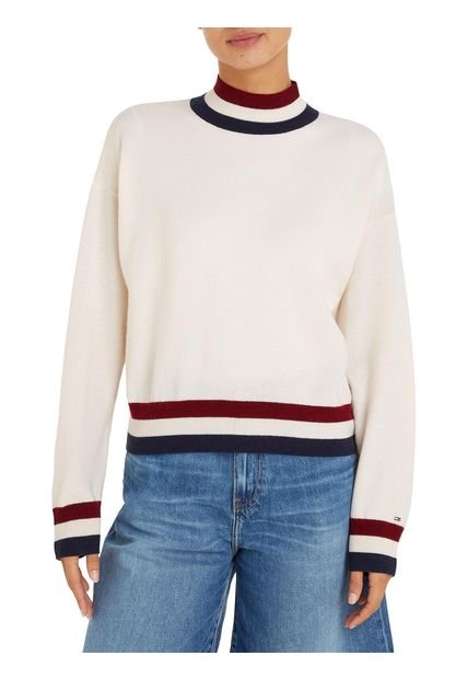 Saco Global Stripe De Corte Amplio Mujer Blanco Tommy Hilfiger