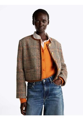 Americana Beige Holgada De Tweed Y Lana Tommy Hilfiger