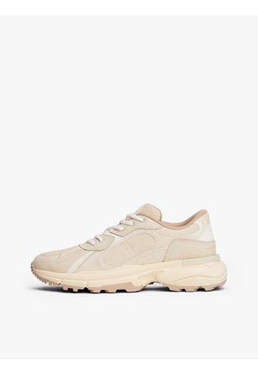 Tenis Beige De Cuero Con Monograma TH Tommy Hilfiger