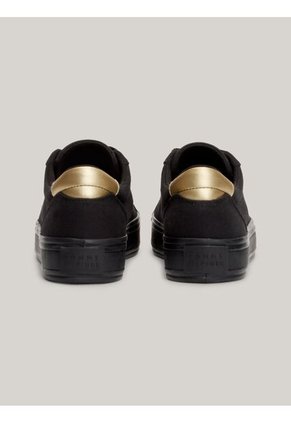 Tenis Negro De Lona Con Talón Metalizado Tommy Hilfiger