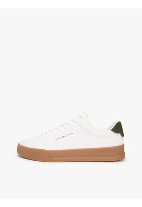 Tenis Beige De Tenis En Cuero Tommy Hilfiger