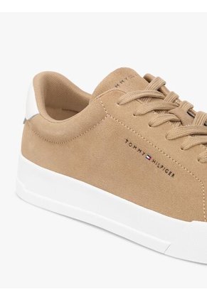 Tenis Khaki Con Diseño Court De Gamuza Tommy Hilfiger