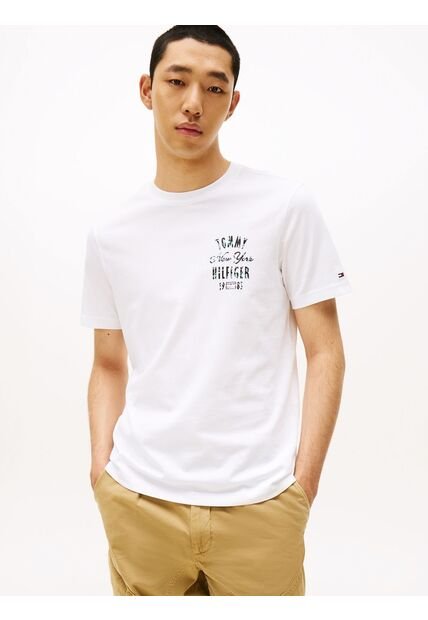 Camiseta Blanca Con Logo Gráfico Tommy Hilfiger