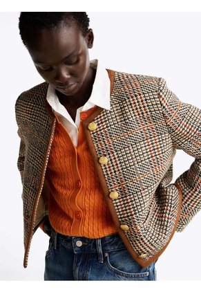 Americana Beige Holgada De Tweed Y Lana Tommy Hilfiger