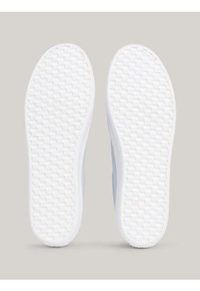 Tenis Celeste De Lona Con Talón Metalizado Tommy Hilfiger
