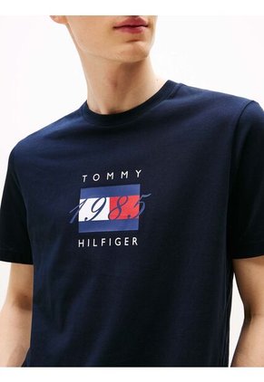 Camiseta Azul De Punto Con Logo Gráfico Tommy Hilfiger