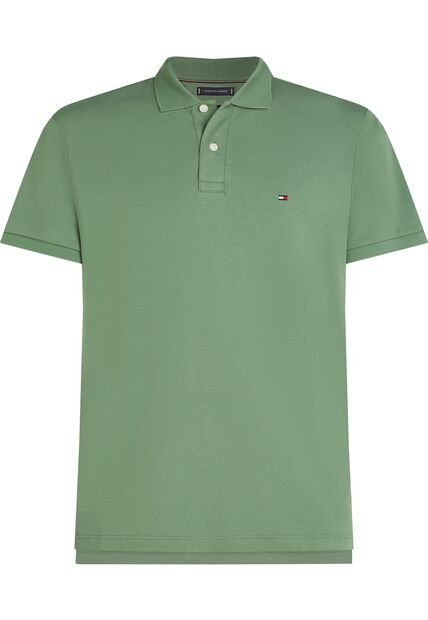 Polo Verde De Punto Interlock De Corte Regular Tommy Hilfiger