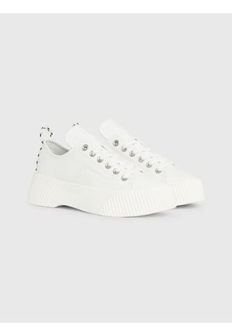 Tenis Blanco De Cuero Con Plataforma Tommy Hilfiger Tommy Hilfiger