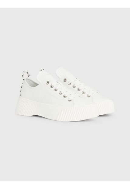 Tenis Blanco De Cuero Con Plataforma Tommy Hilfiger