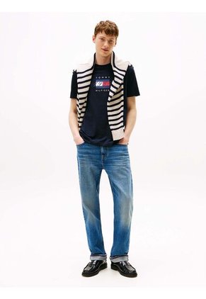 Camiseta Azul De Punto Con Logo Gráfico Tommy Hilfiger