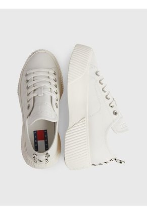 Tenis Blanco De Cuero Con Plataforma Tommy Hilfiger
