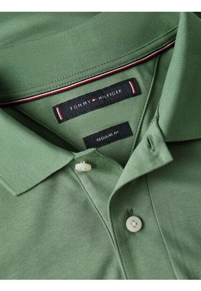 Polo Verde De Punto Interlock De Corte Regular Tommy Hilfiger