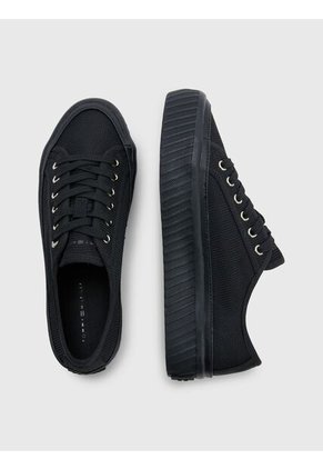 Tenis Negro De Cordones Con Plataforma Tommy Hilfiger