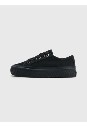 Tenis Negro De Cordones Con Plataforma Tommy Hilfiger