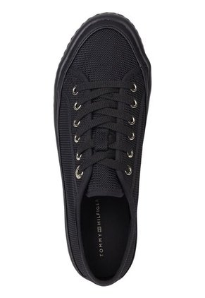 Tenis Negro De Cordones Con Plataforma Tommy Hilfiger