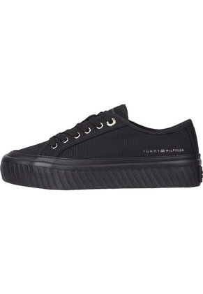 Tenis Negro De Cordones Con Plataforma Tommy Hilfiger