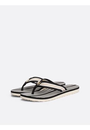 Sandalias Negro De Tejido Trenzado Con Monograma TH Tommy Hilfiger