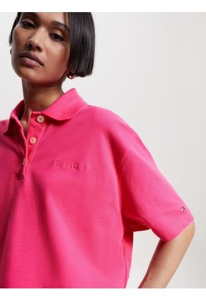 Polo Rosada De Media Manga Con Logo Bordado Para Mujer Tommy Hilfiger