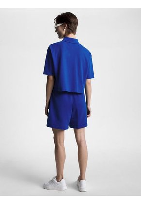 Polo Azul De Media Manga Con Logo Bordado Para Mujer Tommy Hilfiger