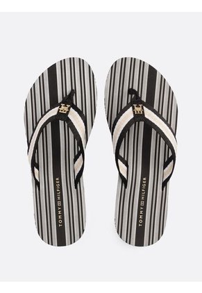 Sandalias Negro De Tejido Trenzado Con Monograma TH Tommy Hilfiger
