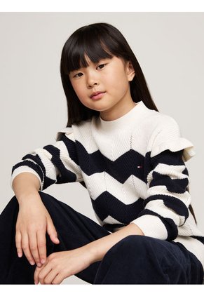 Saco Niña Tejido De Rayas Con Logo Tommy Hilfiger