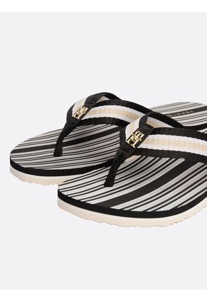 Sandalias Negro De Tejido Trenzado Con Monograma TH Tommy Hilfiger