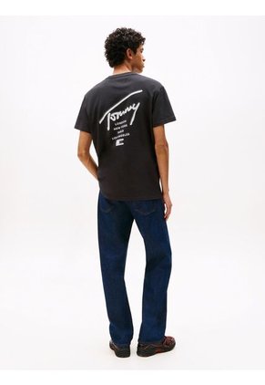 Camiseta Negra Signature De Punto Con Logo Trasero Tommy Jeans