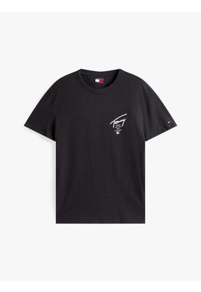 Camiseta Negra Signature De Punto Con Logo Trasero Tommy Jeans