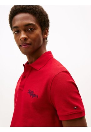 Polo Rojo De Corte Regular Con Logo Gráfico Tommy Hilfiger