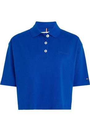 Polo Azul De Media Manga Con Logo Bordado Para Mujer Tommy Hilfiger