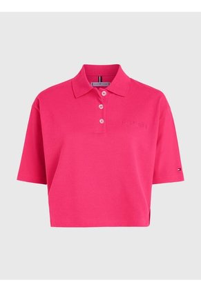 Polo Rosada De Media Manga Con Logo Bordado Para Mujer Tommy Hilfiger