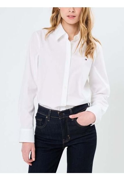 Camisa Blanca Stretch De Corte Regular Tommy Hilfiger