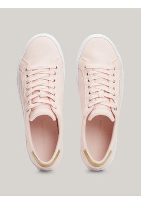 Tenis Rosa De Lona Con Talón Metalizado Tommy Hilfiger