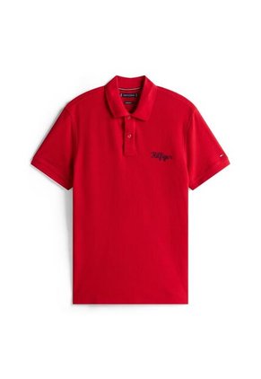 Polo Rojo De Corte Regular Con Logo Gráfico Tommy Hilfiger
