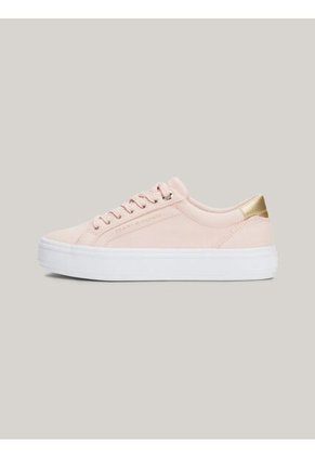 Tenis Rosa De Lona Con Talón Metalizado Tommy Hilfiger