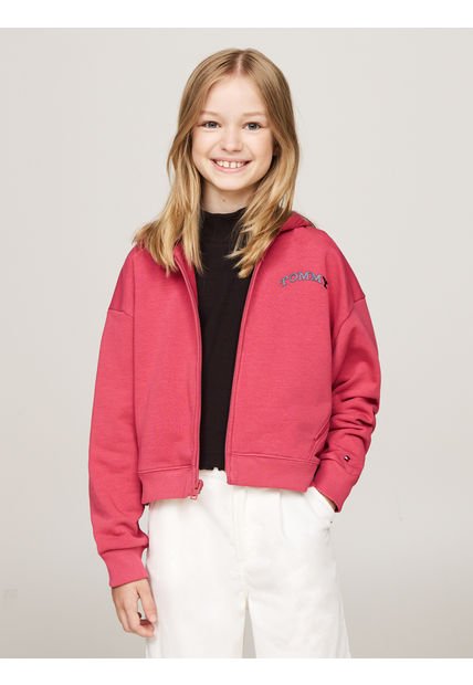 Buzo Rosa Niña Con Capota Y Logo En La Espalda Tommy Hilfiger