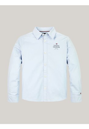 Camisa Celeste Niño Oxford Corte Regular Tommy Hilfiger