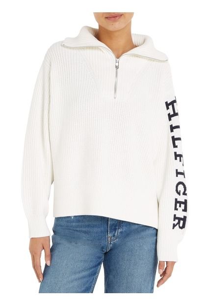 Saco De Corte Amplio Con Media Cierre Mujer Blanco Tommy Hilfiger