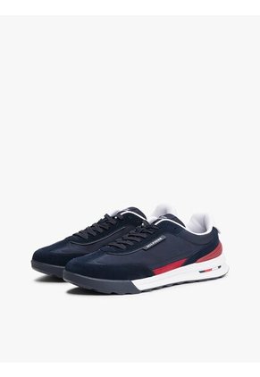 Tenis Azul Deportivos Retro De Mezcla De Ante Tommy Hilfiger