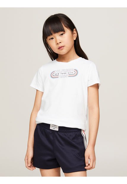 Camiseta Niña Blanca 1985 Con Logo Deportivo Gráfico Tommy Hilfiger