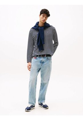 Tenis Azul Con Logo Y Texturas Mixtas Tommy Hilfiger