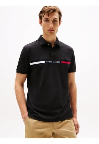 Polo Negro De Corte Regular Con Logo En El Pecho Tommy Hilfiger Tommy Hilfiger