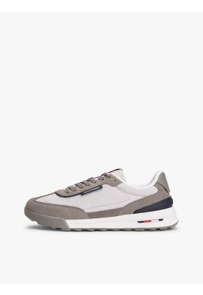 Tenis Gris Deportivos Retro De Mezcla De Ante Tommy Hilfiger