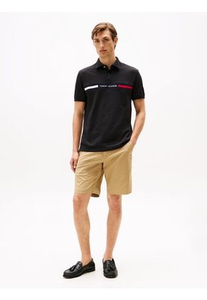 Polo Negro De Corte Regular Con Logo En El Pecho Tommy Hilfiger