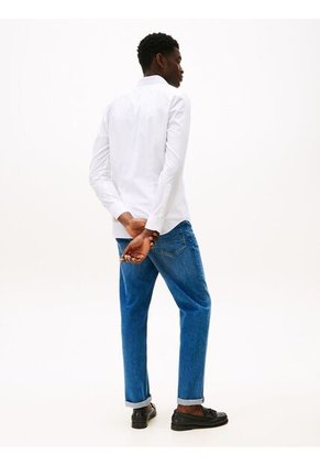 Camisa Blanca Flex Poplin De Corte Slim Tommy Hilfiger