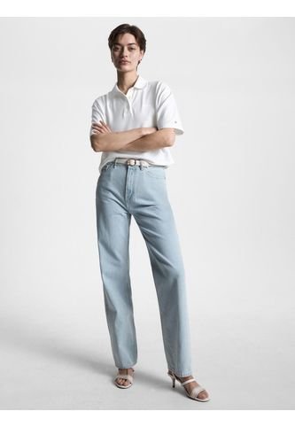 Polo Blanca Media Manga Con Logo Bordado Para Mujer Tommy Hilfiger Tommy Hilfiger