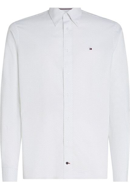 Camisa Verde Regular De Sarga Con Estampado Tommy Hilfiger